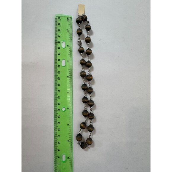 Rustic Wooden Bead Necklace With Metal Chain & Lobster Clasp - Picture 7 of 16